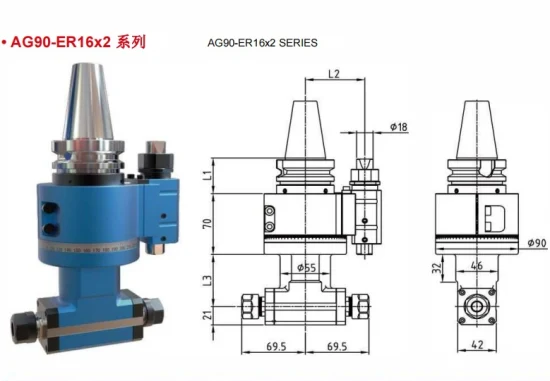 Cabezal de fresado de ángulo recto de 90 grados para máquina de pórtico aburrida Torno vertical Cabezal angular